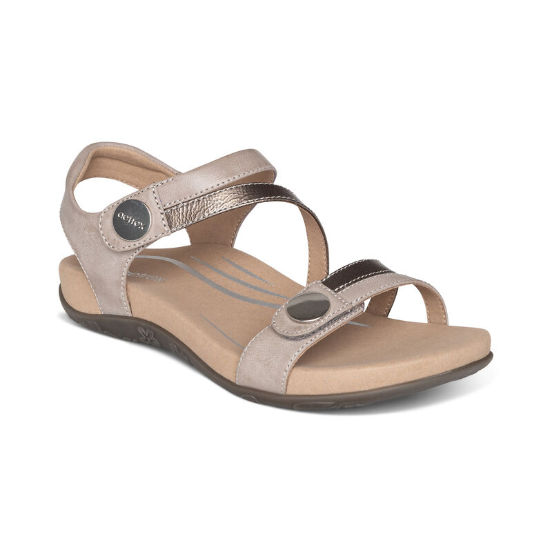 Aetrex Womens Jess Adjustable Quarter Strap Sandals Smoke - Ugou4I2wJ